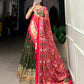Lorenvalley Green Georgette Sequins and Thread Embroidery Work Lehenga Choli | Swadesiicart
