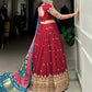 Lorenvalley Maroon Georgette Sequins and Thread Embroidery Work Lehenga Choli | Swadesiicart