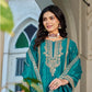 Anaita Blue Chinon Stitched Plazzo Suit With Codding Dori & Sequence Work