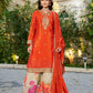 Anaita Orange Chinon Stitched Plazzo Suit With Codding Dori & Sequence Work