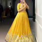 Lorenvalley Fashion Yellow Tussar Silk Printed Lehenga Choli with Koti - Swadesiicart