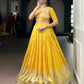 Lorenvalley Fashion Yellow Tussar Silk Printed Lehenga Choli with Koti - Swadesiicart