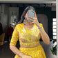 Lorenvalley Fashion Yellow Tussar Silk Printed Lehenga Choli with Koti - Swadesiicart