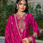 Anaita Hot Pink Chinon Stitched Plazo Suit With Coding Dori & Sequence Work