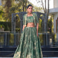 Lorenvalley Green Tussar Silk Floral Print Lehenga Choli with Koti | Swadesiicart