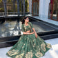 Lorenvalley Green Tussar Silk Floral Print Lehenga Choli with Koti | Swadesiicart