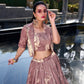 Lorenvalley Onionpink Tussar Silk Floral Print Lehenga Choli with Koti | Swadesiicart