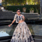 Lorenvalley Offwhite Tussar Silk Floral Print Lehenga Choli with Koti | Swadesiicart