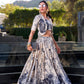 Lorenvalley Offwhite Tussar Silk Floral Print Lehenga Choli with Koti | Swadesiicart