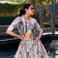 Lorenvalley Offwhite Tussar Silk Floral Print Lehenga Choli with Koti | Swadesiicart