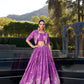 Lorenvalley Purple Tussar Silk Floral Print Lehenga Choli with Koti | Swadesiicart