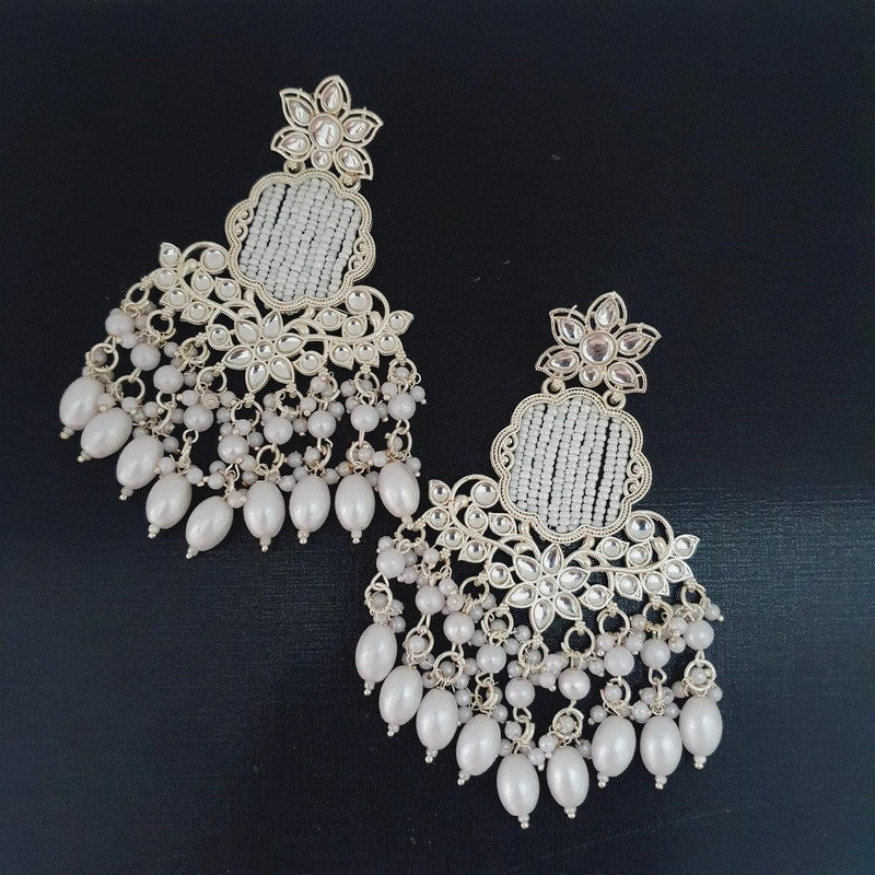 Tehzeeb Creations Gold-Polished Earrings For Women And Girls Diamond, Pearl Brass Drops & Danglers | Swadesiicart