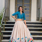 Lorenvalley Fashion Offwhite Tussar Silk Floral Print Lehenga Choli - Swadesiicart