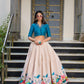 Lorenvalley Fashion Offwhite Tussar Silk Floral Print Lehenga Choli - Swadesiicart
