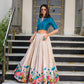 Lorenvalley Fashion Offwhite Tussar Silk Floral Print Lehenga Choli - Swadesiicart