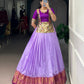Lorenvalley Fashion Lavender Cotton Silk Zari Weaving Work Lehenga Choli - Swadesiicart