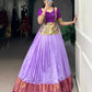 Lorenvalley Fashion Lavender Cotton Silk Zari Weaving Work Lehenga Choli - Swadesiicart