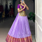 Lorenvalley Fashion Lavender Cotton Silk Zari Weaving Work Lehenga Choli - Swadesiicart