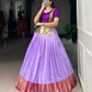 Lorenvalley Fashion Lavender Cotton Silk Zari Weaving Work Lehenga Choli - Swadesiicart
