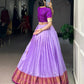 Lorenvalley Fashion Lavender Cotton Silk Zari Weaving Work Lehenga Choli - Swadesiicart