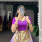 Lorenvalley Fashion Lavender Cotton Silk Zari Weaving Work Lehenga Choli - Swadesiicart