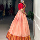 Lorenvalley Fashion Peach Cotton Silk Zari Weaving Work Lehenga Choli - Swadesiicart