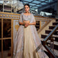 Lorenvalley Cream Gold Crush Fabric Plain Lehenga with Sequins and Thread Embroidery with Jarkan Diamond Work Choli and Dupatta | Swadesiicart