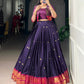 Lorenvalley Fashion Navyblue Poly Cotton Zari Weaving Work Lehenga Choli With Koti | Swadesiicart