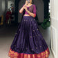 Lorenvalley Fashion Navyblue Poly Cotton Zari Weaving Work Lehenga Choli With Koti | Swadesiicart