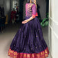 Lorenvalley Fashion Navyblue Poly Cotton Zari Weaving Work Lehenga Choli With Koti | Swadesiicart