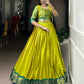 Lorenvalley Fashion Parotgreen Poly Cotton Zari Weaving Work Lehenga Choli With Koti - Swadesiicart