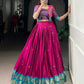 Lorenvalley Fashion Pink Poly Cotton Zari Weaving Work Lehenga Choli With Koti - Swadesiicart