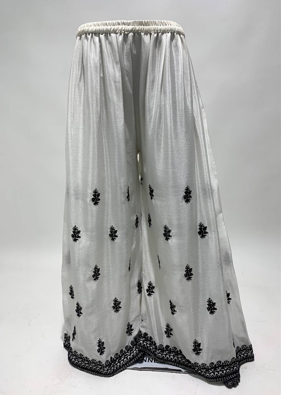 Lorenvalley White Chinon Embroidery With Sequince Work Salwar Kameez Stitched | Swadesiicart