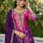 Anaita Purple Chinon Stitched Plazzo Suit With Digital Printed & Hand Work