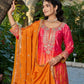 Anaita Orange Chinon Stitched Plazzo Suit With Digital Printed & Hand Work