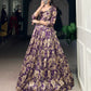 Lorenvalley Fashion Viovet Tasar Silk Floral Print Lehenga Choli with Koti | Swadesiicart