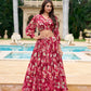 Lorenvalley Maroon Georgette Chex beautiful Floral Print ethnic Co-ord Set - Swadesiicart