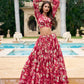 Lorenvalley Maroon Georgette Chex beautiful Floral Print ethnic Co-ord Set - Swadesiicart
