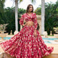 Lorenvalley Maroon Georgette Chex beautiful Floral Print ethnic Co-ord Set - Swadesiicart