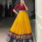 Lorenvalley Fashion Mustard Poly Cotton Printed With Zari Weaving Lehenga Choli - Swadesiicart