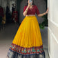 Lorenvalley Fashion Mustard Poly Cotton Printed With Zari Weaving Lehenga Choli - Swadesiicart