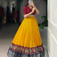Lorenvalley Fashion Mustard Poly Cotton Printed With Zari Weaving Lehenga Choli - Swadesiicart