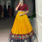 Lorenvalley Fashion Mustard Poly Cotton Printed With Zari Weaving Lehenga Choli - Swadesiicart