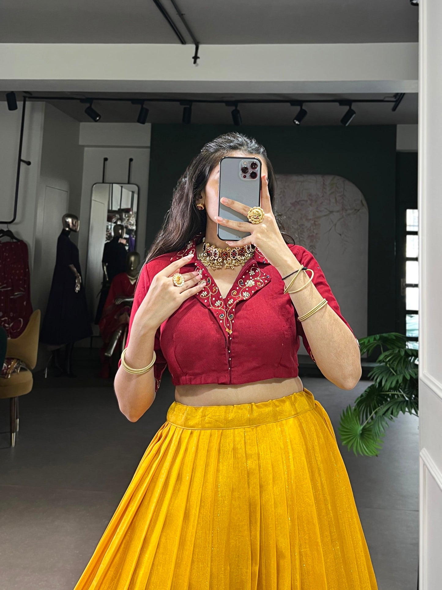 Lorenvalley Fashion Mustard Poly Cotton Printed With Zari Weaving Lehenga Choli - Swadesiicart