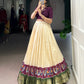 Lorenvalley Fashion Offwhite Poly Cotton Printed With Zari Weaving Lehenga Choli - Swadesiicart