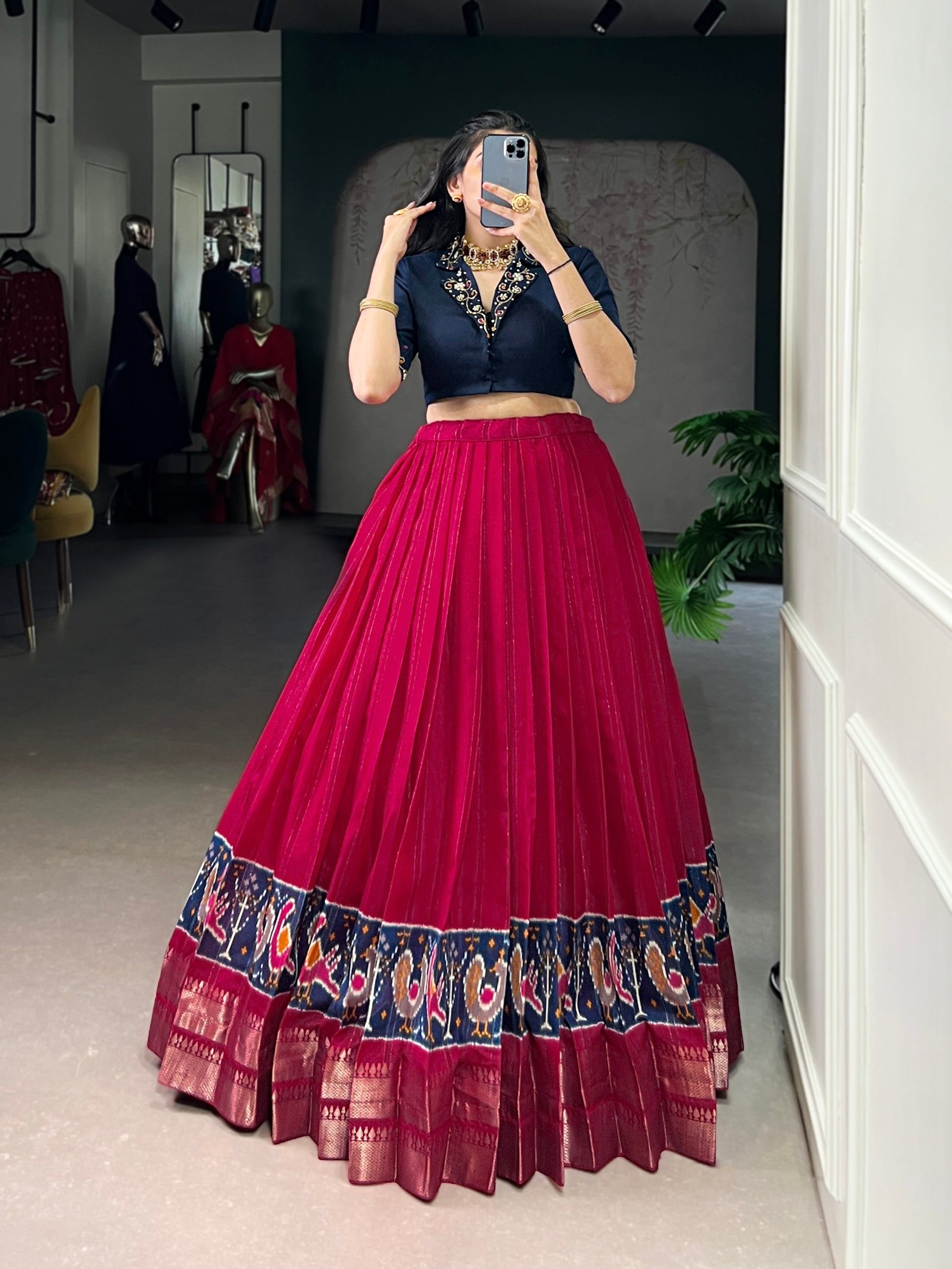 Lorenvalley Fashion Pink Poly Cotton Printed With Zari Weaving Lehenga Choli - Swadesiicart