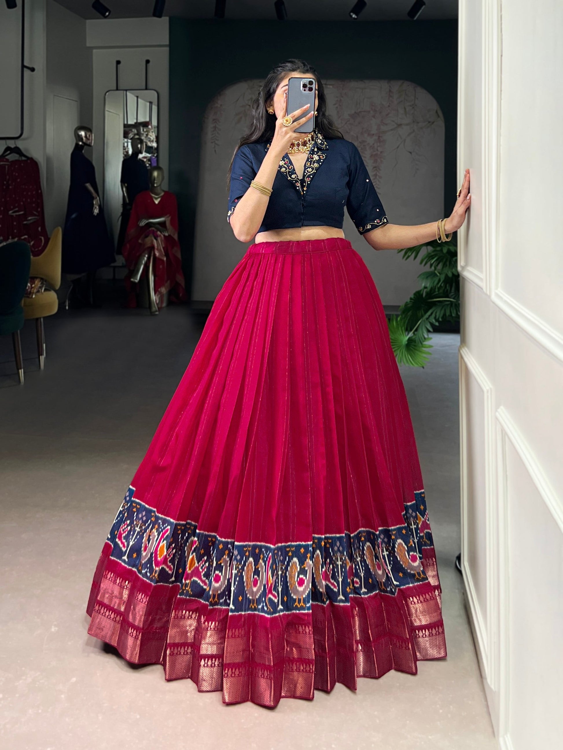 Lorenvalley Fashion Pink Poly Cotton Printed With Zari Weaving Lehenga Choli - Swadesiicart