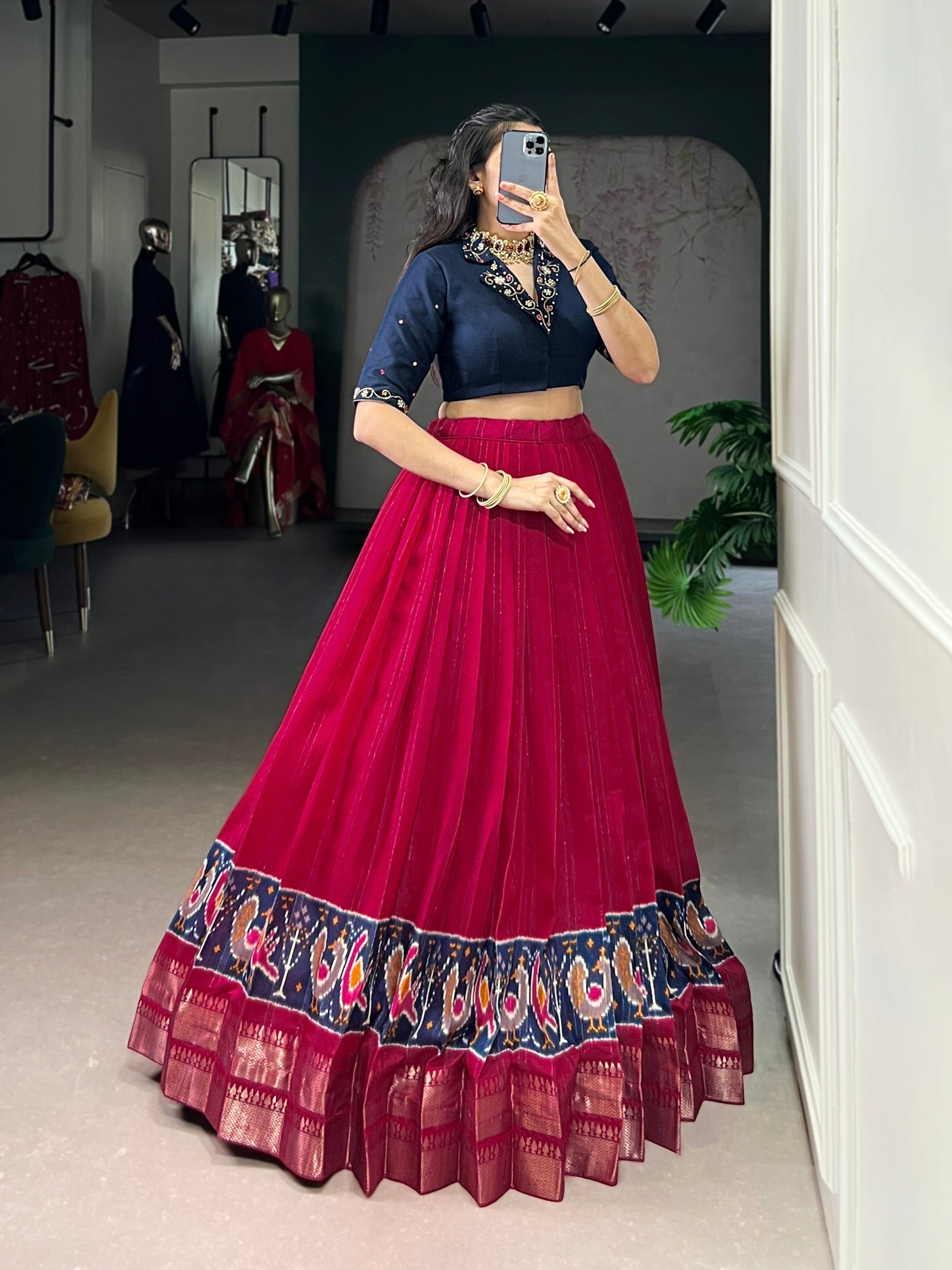 Lorenvalley Fashion Pink Poly Cotton Printed With Zari Weaving Lehenga Choli - Swadesiicart