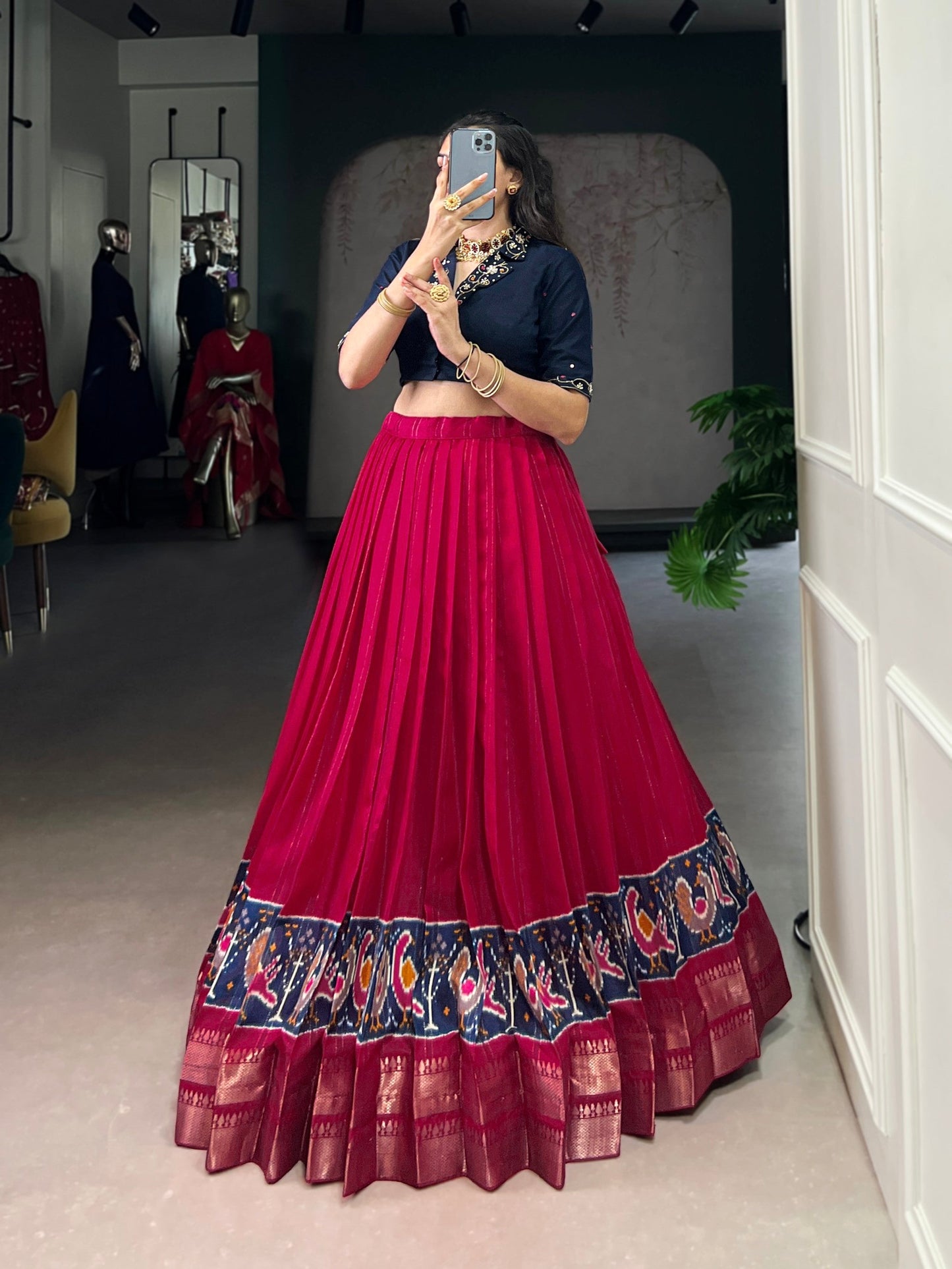 Lorenvalley Fashion Pink Poly Cotton Printed With Zari Weaving Lehenga Choli - Swadesiicart