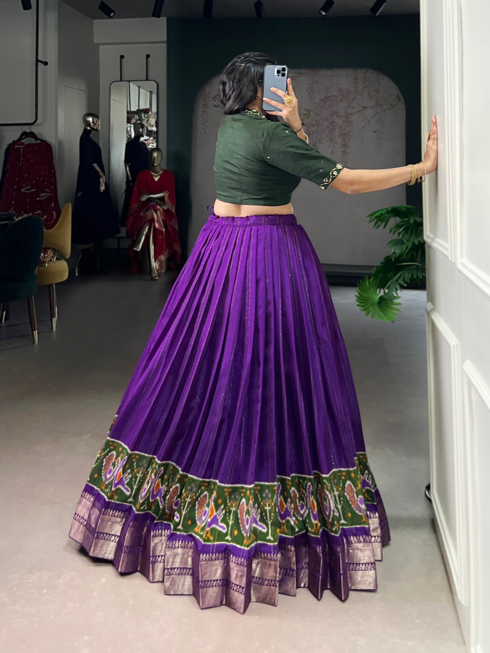 Lorenvalley Fashion Purple Poly Cotton Printed With Zari Weaving Lehenga Choli - Swadesiicart